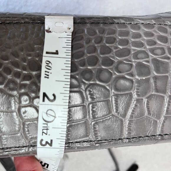 Patricia Nash Croc Embossed Ashmore Bag Smoke Gray  Purse Flap  Turn Lock - Picture 13 of 14